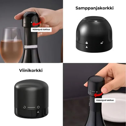 Tyhjiökorkki viinipulloille