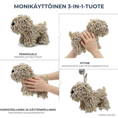 Koiranmuotoinen chenille-mikrokuitupyyhe