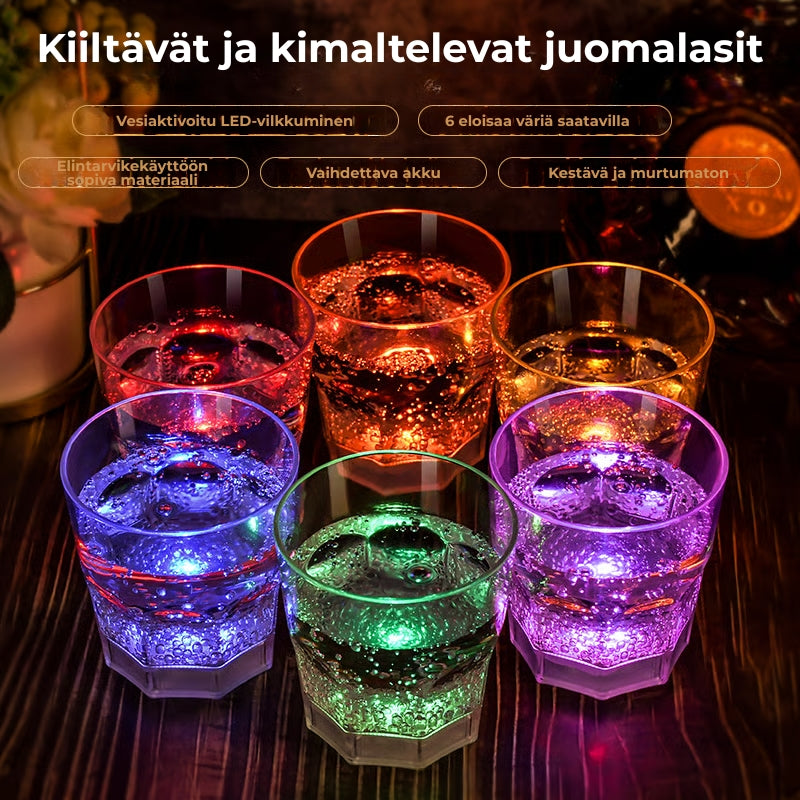 LED-valaistut viini- ja samppanjalasit