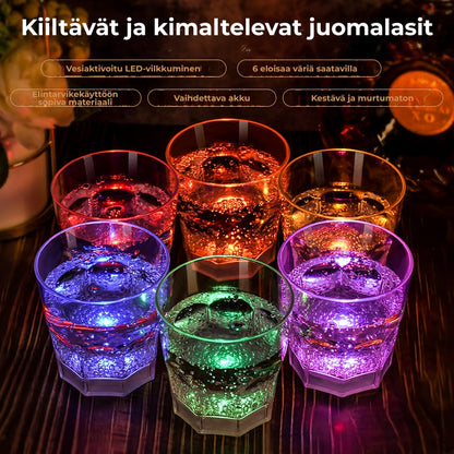 LED-valaistut viini- ja samppanjalasit