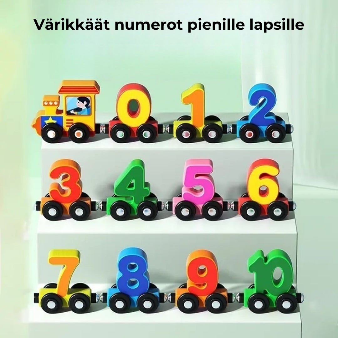 Magneettinen puinen numerojunasarja