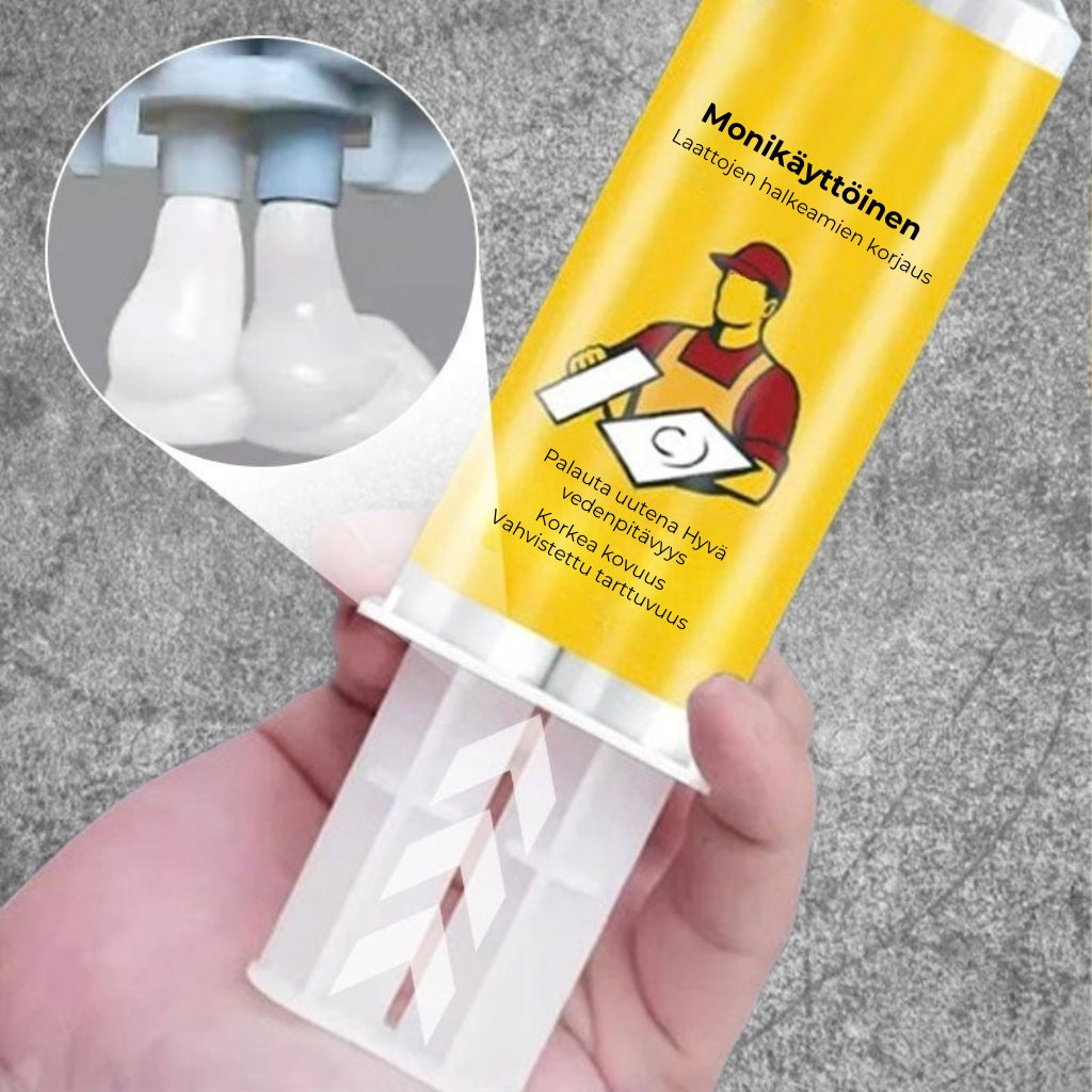 Monikäyttöinen korjaussarja laattojen ja kivipintojen halkeamien korjaamiseen
