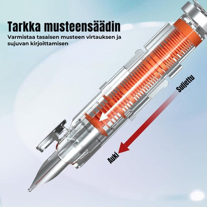 Sisäänvedettävä täytekynä 0,38 mm – sininen ja musta muste, 5 mustepatruunaa
