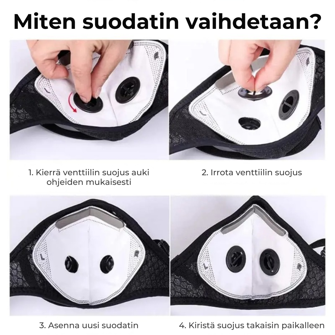 Kasvosuojain aktiivihiilisuodattimella