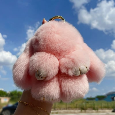 Käsintehty Bunny PomPom -avaimenperä