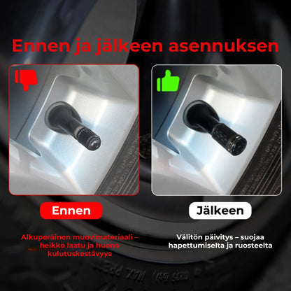 Hiilikuituiset venttiilikorkit renkaisiin