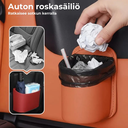 2-in-1 nahkainen auton mukiteline ja järjestelijä