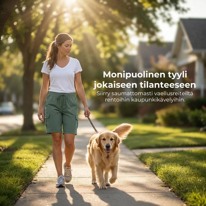 Nopeasti kuivuvat naisten cargo-shortsit taskuilla
