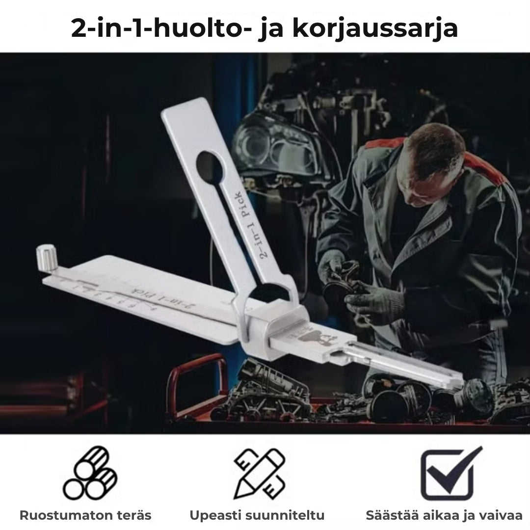 Ruostumattomasta teräksestä valmistettu avainlukija ja tiirikka