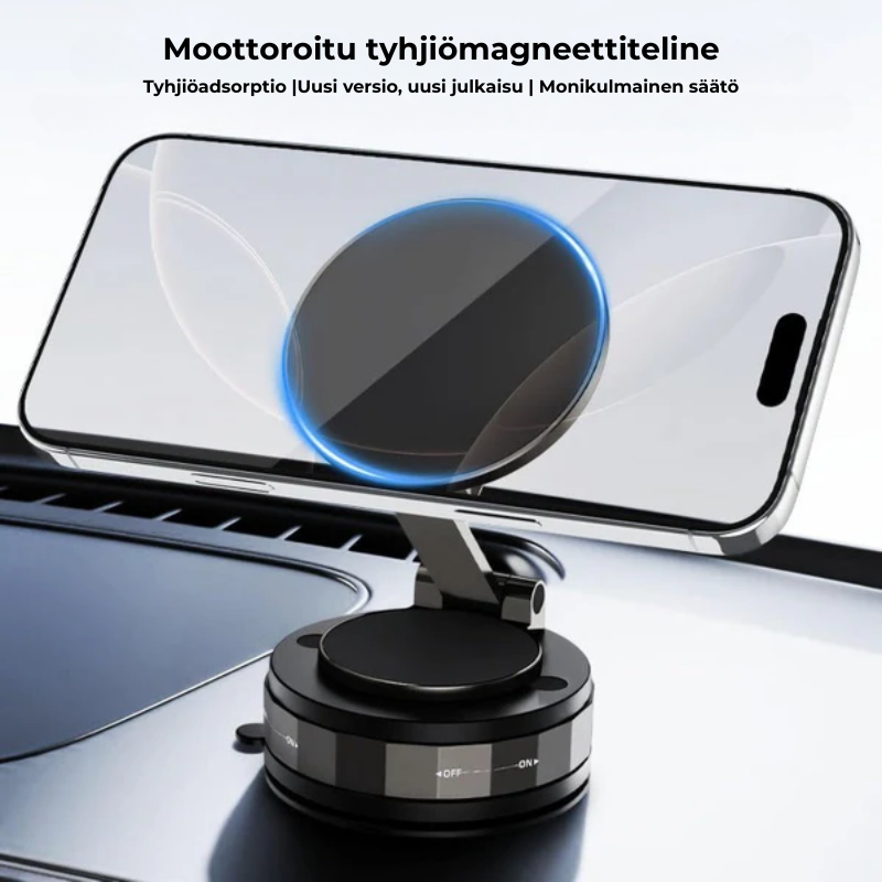 Magneettinen imukuppiteline - Taitettava 360° puhelinteline tyhjiölukituksella
