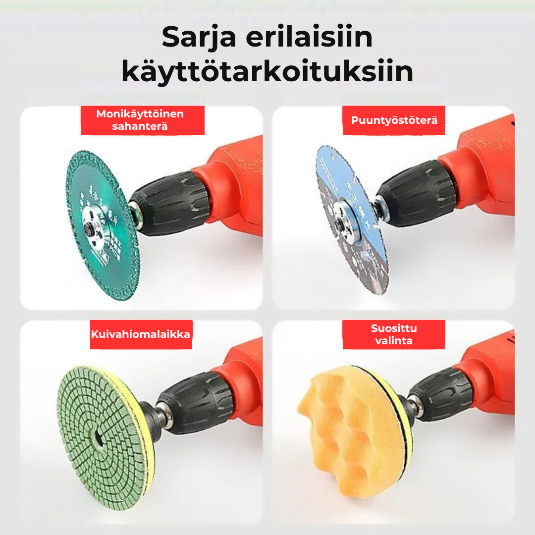 Sovitinsarja – muuta porakone hiomakoneeksi