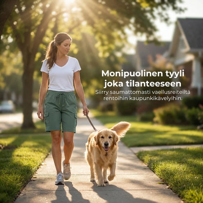 Nopeasti kuivuvat naisten cargo-shortsit taskuilla