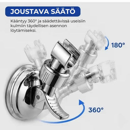 Säädettävä imukuppikiinnitteinen suihkupään pidike