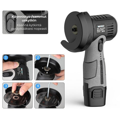 Mini-kulmahiomakone, 12 V läpihiontalaikalla