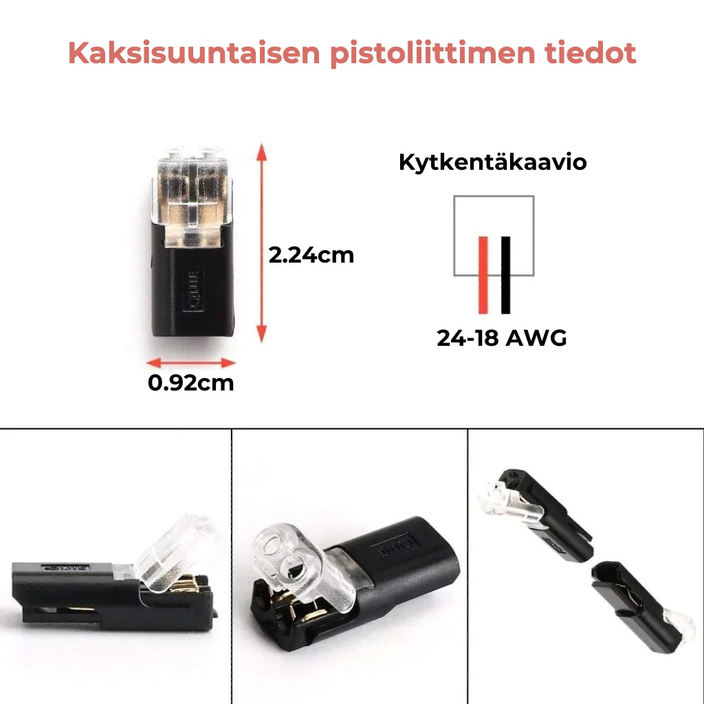 Kaksijohtiminen lukittava pistokeliitin (20 kpl)