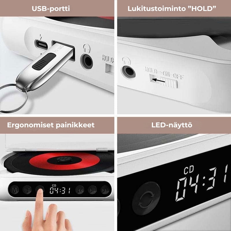 Kannettava Bluetooth-CD-soitin