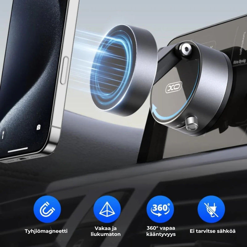 Magneettinen 360° taitettava puhelinteline imukupilla