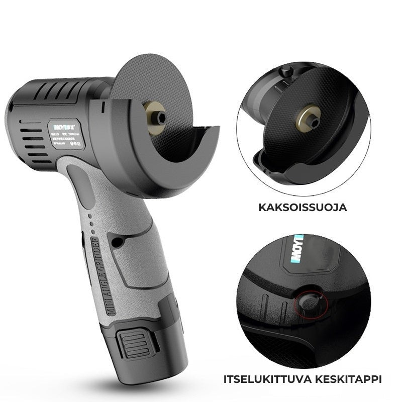 Mini-kulmahiomakone, 12 V läpihiontalaikalla