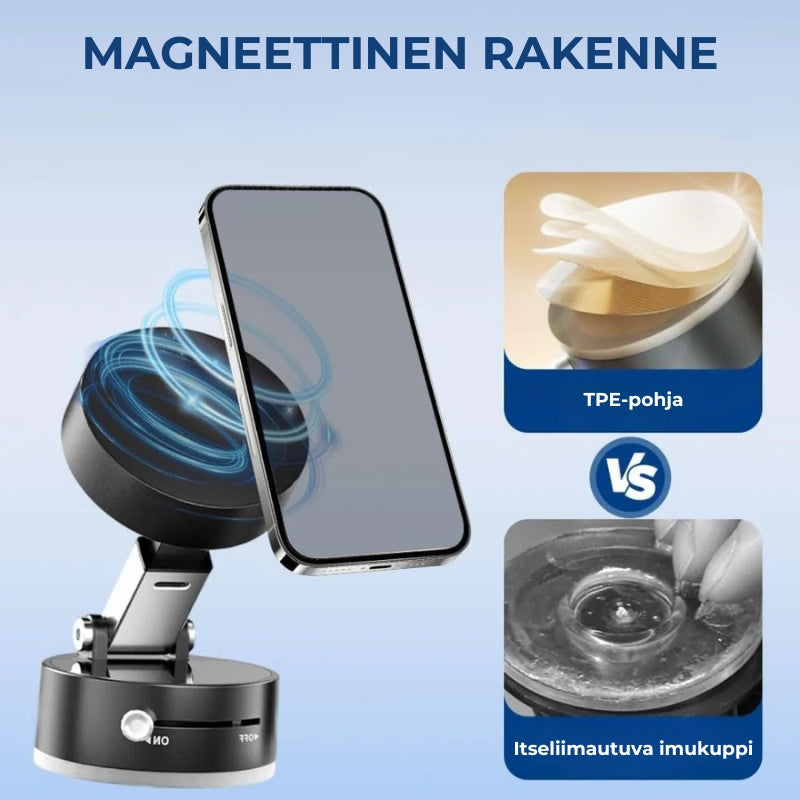 Magneettinen 360° taitettava puhelinteline imukupilla