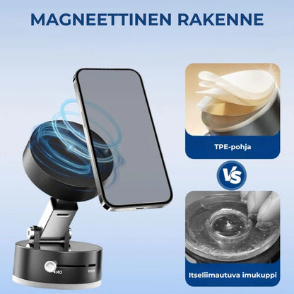 Magneettinen 360° taitettava puhelinteline imukupilla