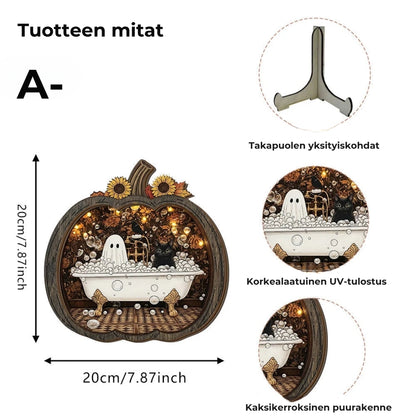 Puiset LED-kurpitsakoristeet Halloweeniin