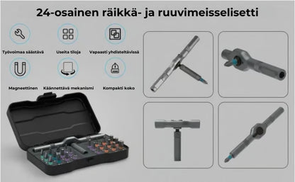 24-osainen kompakti ruuvimeisselisarja
