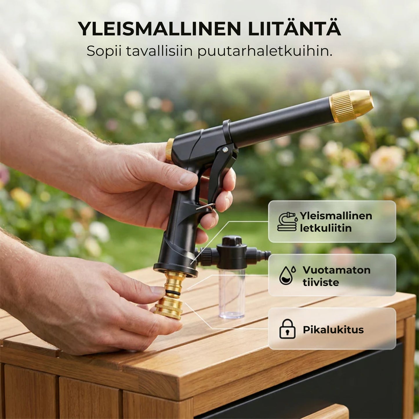 Tehokas suihkupistooli puutarhaletkuun