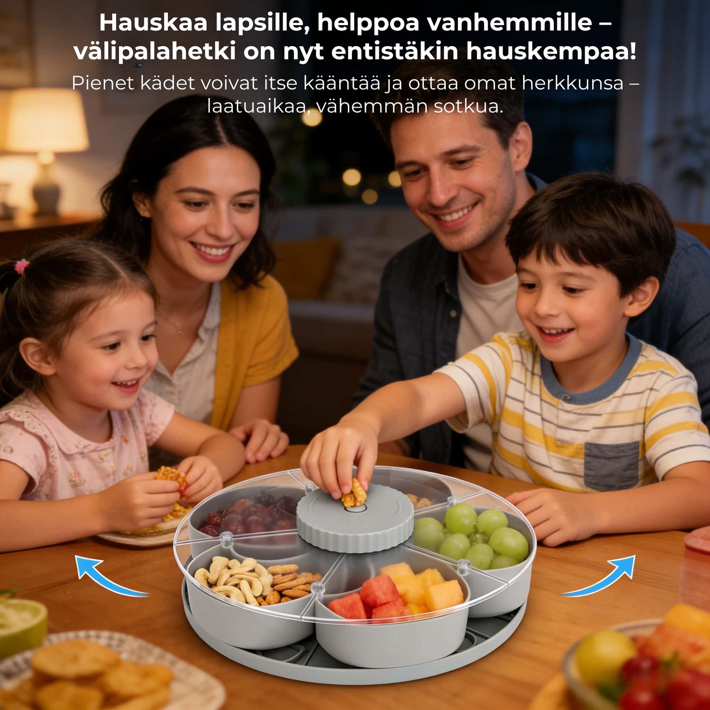 Kääntyvä välipalalautanen, 5 lokeroa