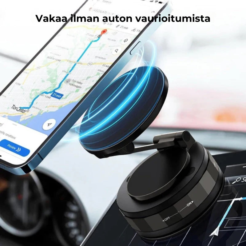 Magneettinen imukuppiteline - Taitettava 360° puhelinteline tyhjiölukituksella