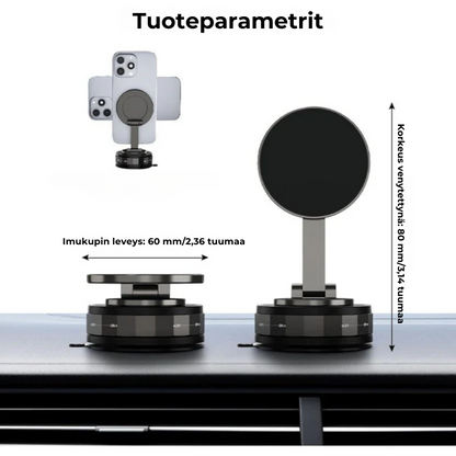 Magneettinen imukuppiteline - Taitettava 360° puhelinteline tyhjiölukituksella