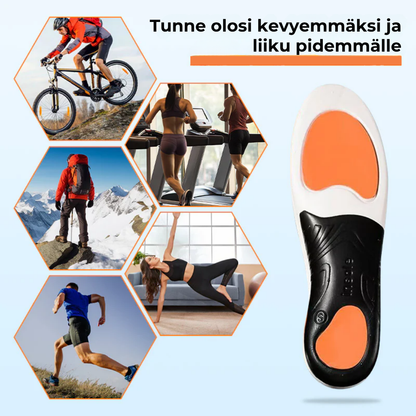 Urheilupohjalliset, joissa on iskunvaimennus ja jalkakaaren tuki