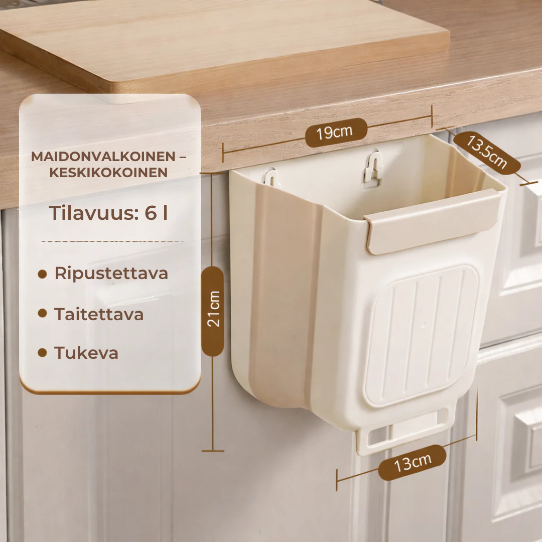 Tilaa säästävä kokoontaitettava biojäteastia