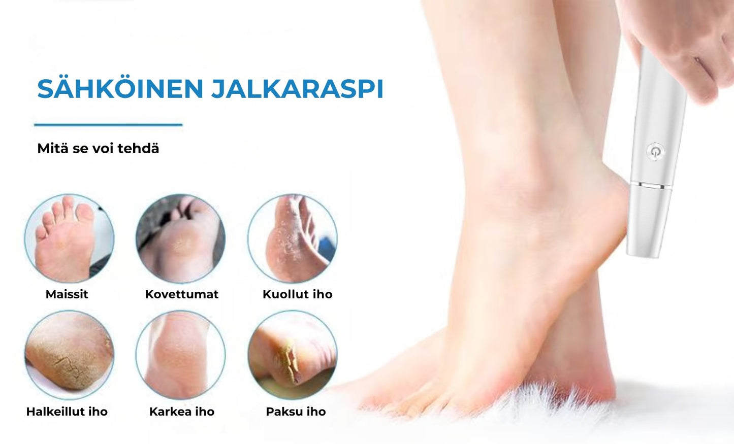 Sähköinen jalkaraspi 🎁 Sisältää vaihtopään🎁