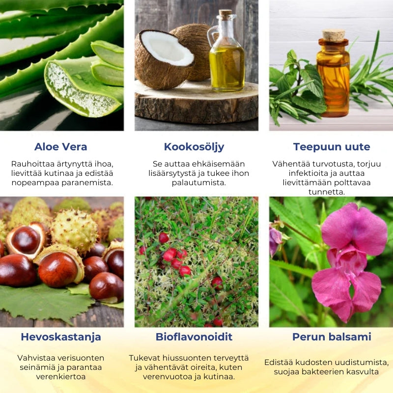 Nopeavaikutteinen yrttisuihke peräpukamien hoitoon