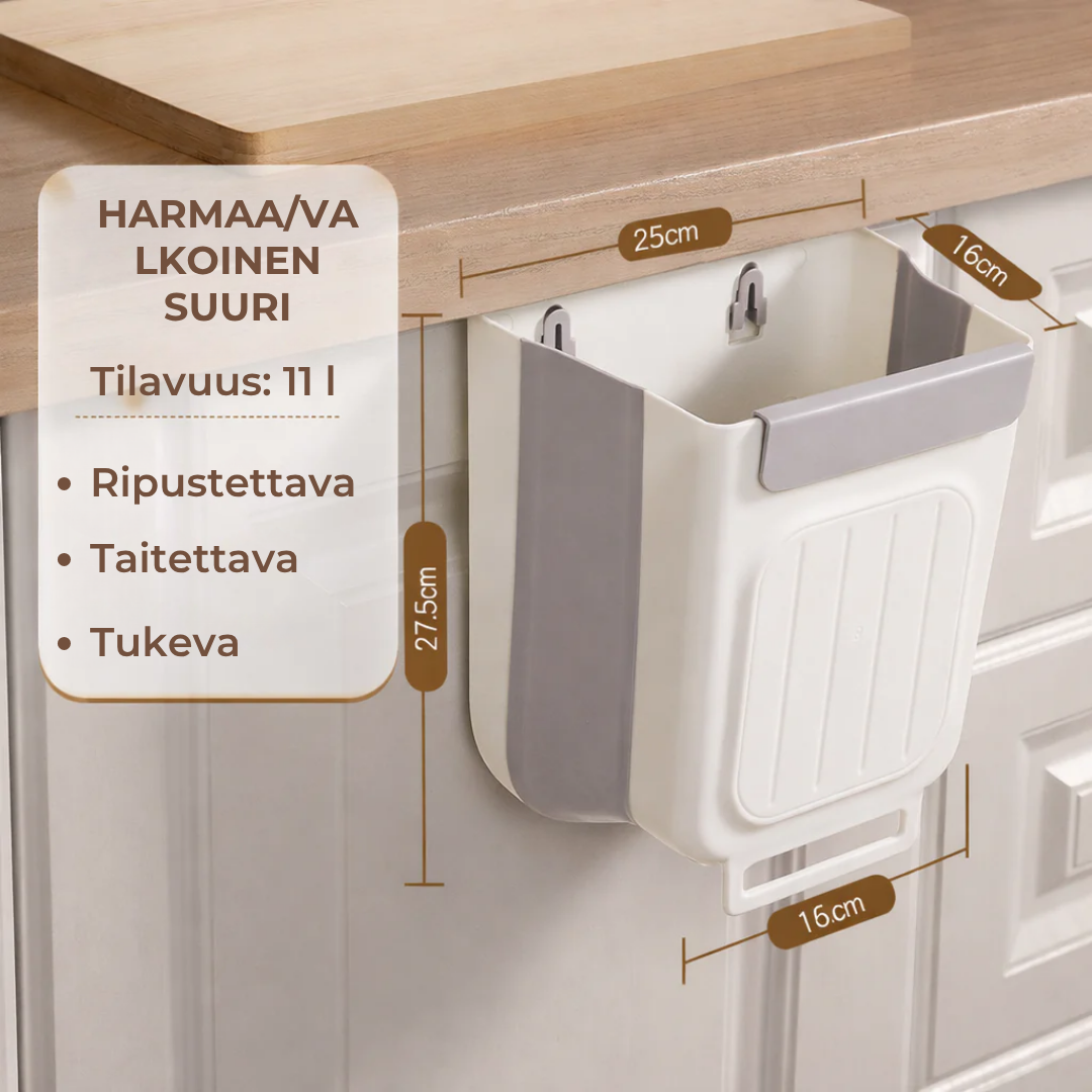 Tilaa säästävä kokoontaitettava biojäteastia
