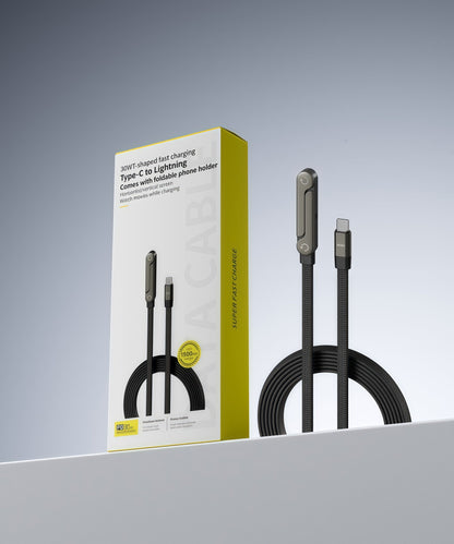 Ergonominen 2-in-1-pikalatauskaapeli ja puhelinteline