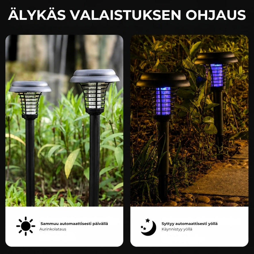 Aurinkoenergialla toimiva LED-hyönteisvalaisin