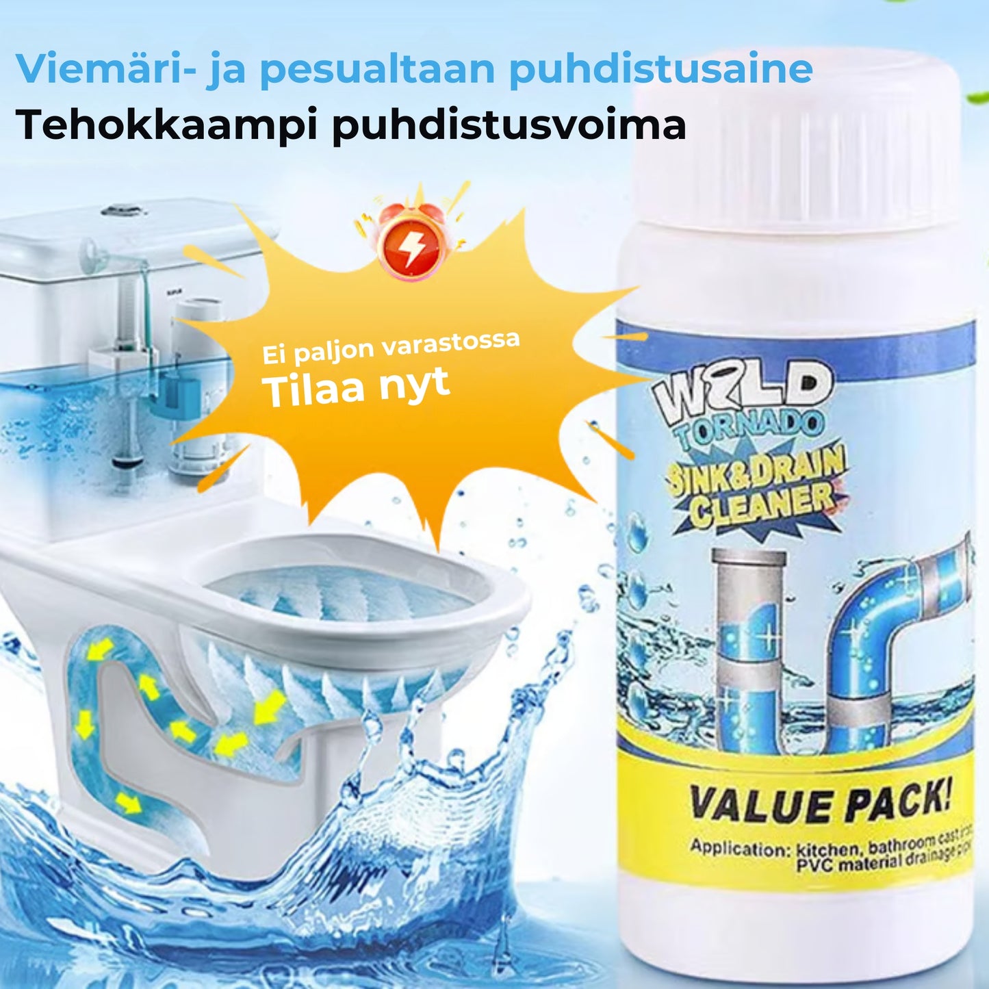 Vallankumouksellinen viemärin- ja pesualtaan puhdistusaine