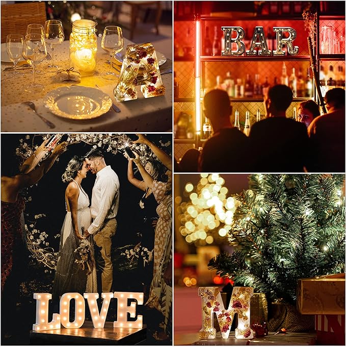 🎁 Käsintehdyt kukkahartsikirjaimet LED-valolla