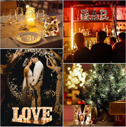 🎁 Käsintehdyt kukkahartsikirjaimet LED-valolla