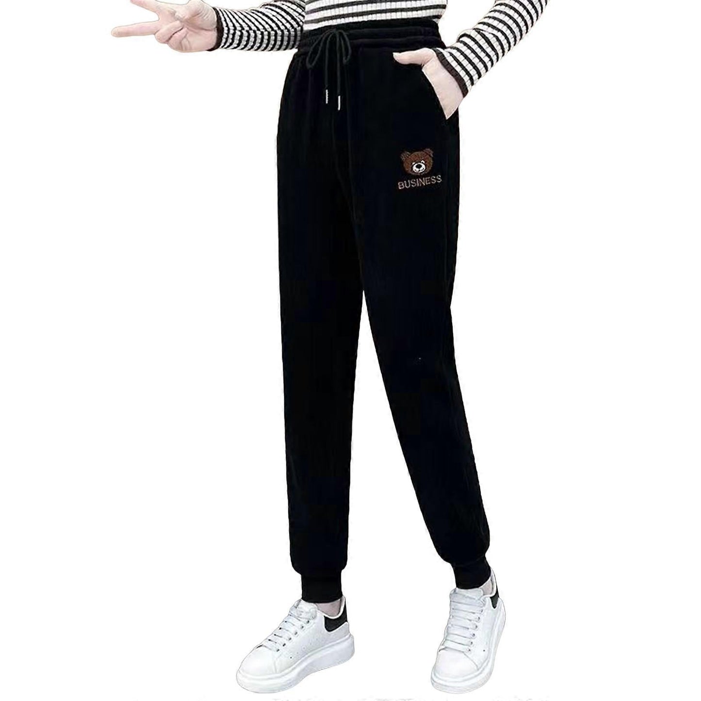 Naisten lämpimät ja pehmeät vakosamettihousut