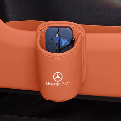 Nahkainen mukipidike autoon – clip-on-kiinnitys