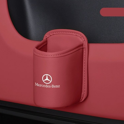 Nahkainen mukipidike autoon – clip-on-kiinnitys