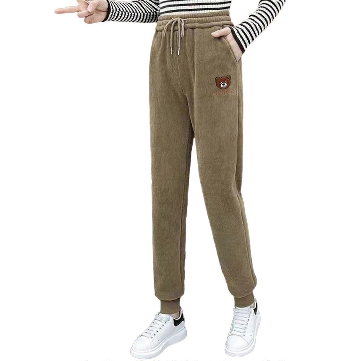 Naisten lämpimät ja pehmeät vakosamettihousut