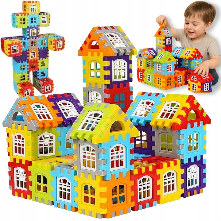 BlocksyTown™ – Magneettinen rakennussarja lapsille (320 osaa, sisältää ikkunat ja ovet)