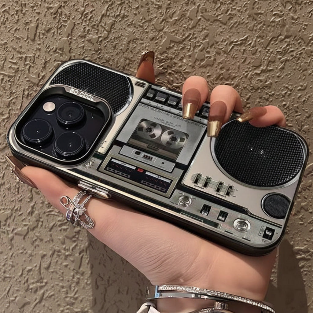 Retro-kasettisoitinpuhelinkotelo iPhonelle